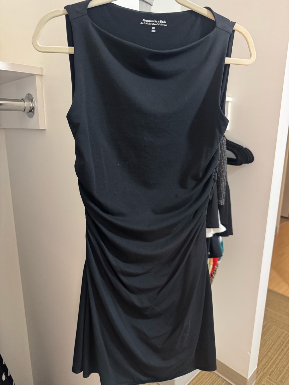 Abercrombie & Fitch Black Sleeveless Ruched Mini Dress